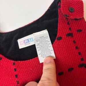 KRU Little 18M Red Black Grid Jumper Dress Vintage Style Pinafore Holiday Knit